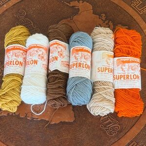 Superlon Fall Colors Yarn Bundle. 6 Skeins some new some partial.